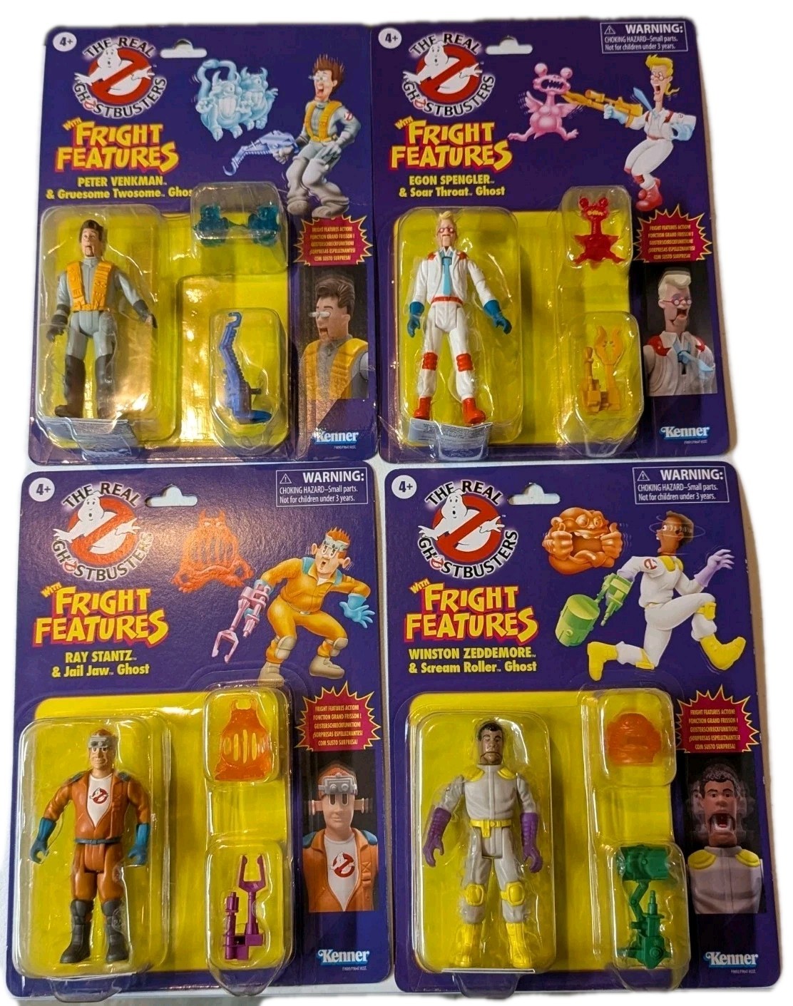 4x Real Ghostbusters Wave 1 Peter/Egon/Ray/Winston Fright Features Figures Set
