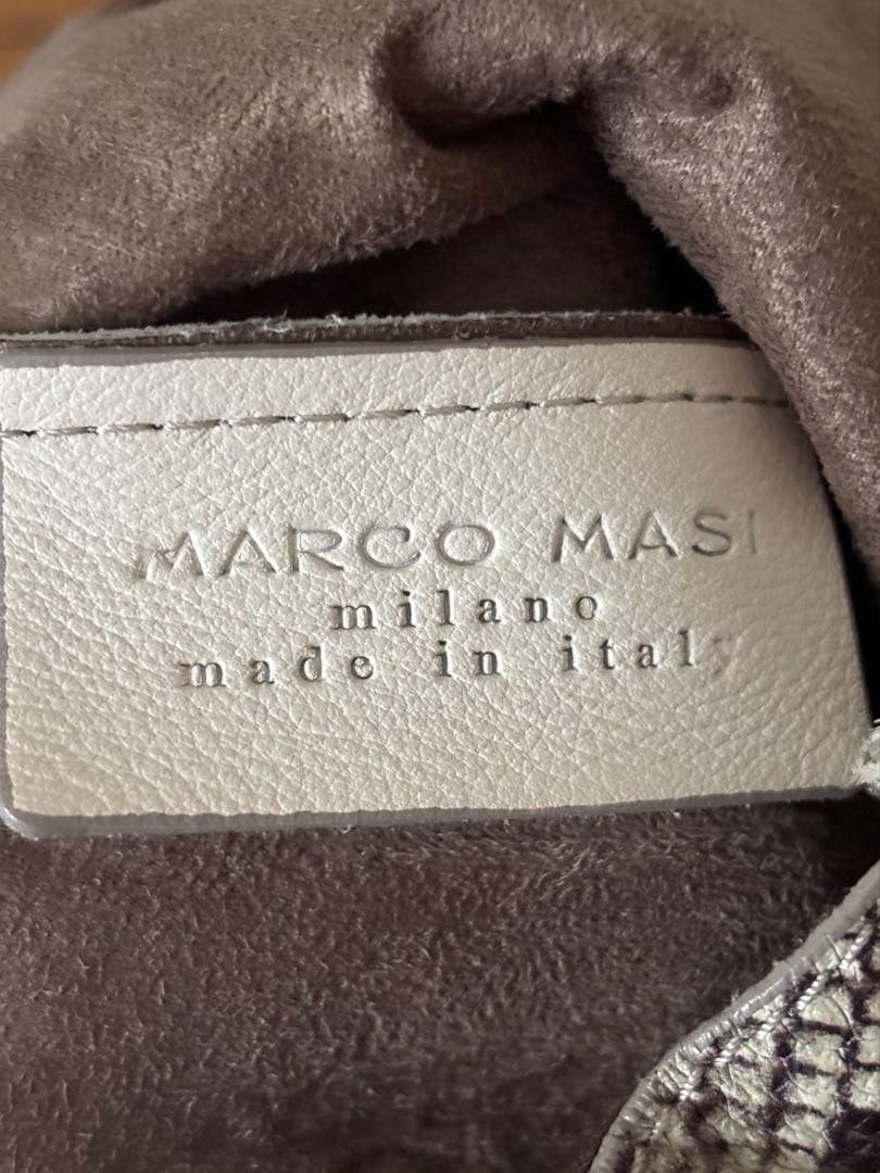 Marco Masi Python Pattern Bucket Bag Gray Brown L… - image 3