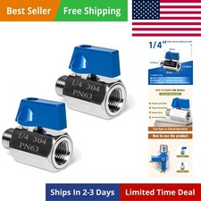 2 Pack 1/4" Mini Ball Valve, 304 Stainless Steel Valve NPT Female x Male Thre...