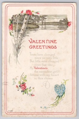 Walled Lake, Michigan Valentine greeting, embossed floral, White Border 1919