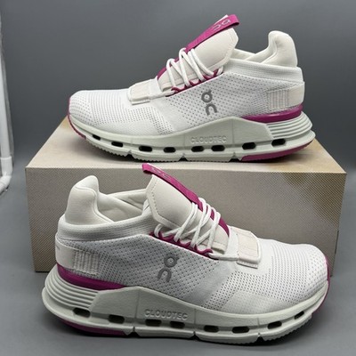 On Running Cloudnova Women s 6 Running Gym Training Shoes White Pink Carnation