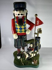 Bombay 15" Nutcracker Golfer  Golf Scottish  Tartan Kilt Hat Fabric Man Figurine