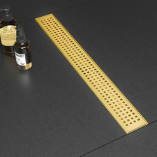 Gold 18" Linear Shower Drain with Removable Grate  Hair Strainer, 304 SS