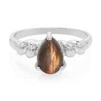 Cavill Roter Tigerauge Ring 925 Sterling Silber Tropfen Cabochon 1,31Ct Damen