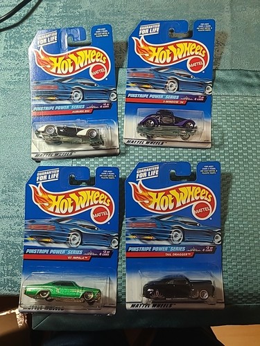 HOT WHEELS PINSTRIPE POWER SERIES 1, 2, 3, AND 4 OF 4 CARS