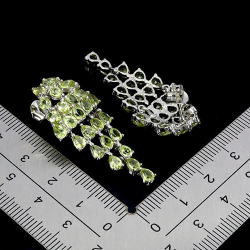 Summer 925 Sterling Silver Earrings Pear Peridot Natural Gemstone Jewelry - Picture 3 of 14