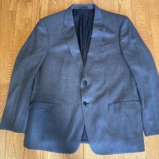 Armani Collezioni G-Line Mens Navy Blue Wool Suit Blazer Made in Italy Size 46