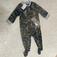 Carter's 12m One Piece Dinosaur Camouflage Fleece Zip Long Sleeve Sleepwear