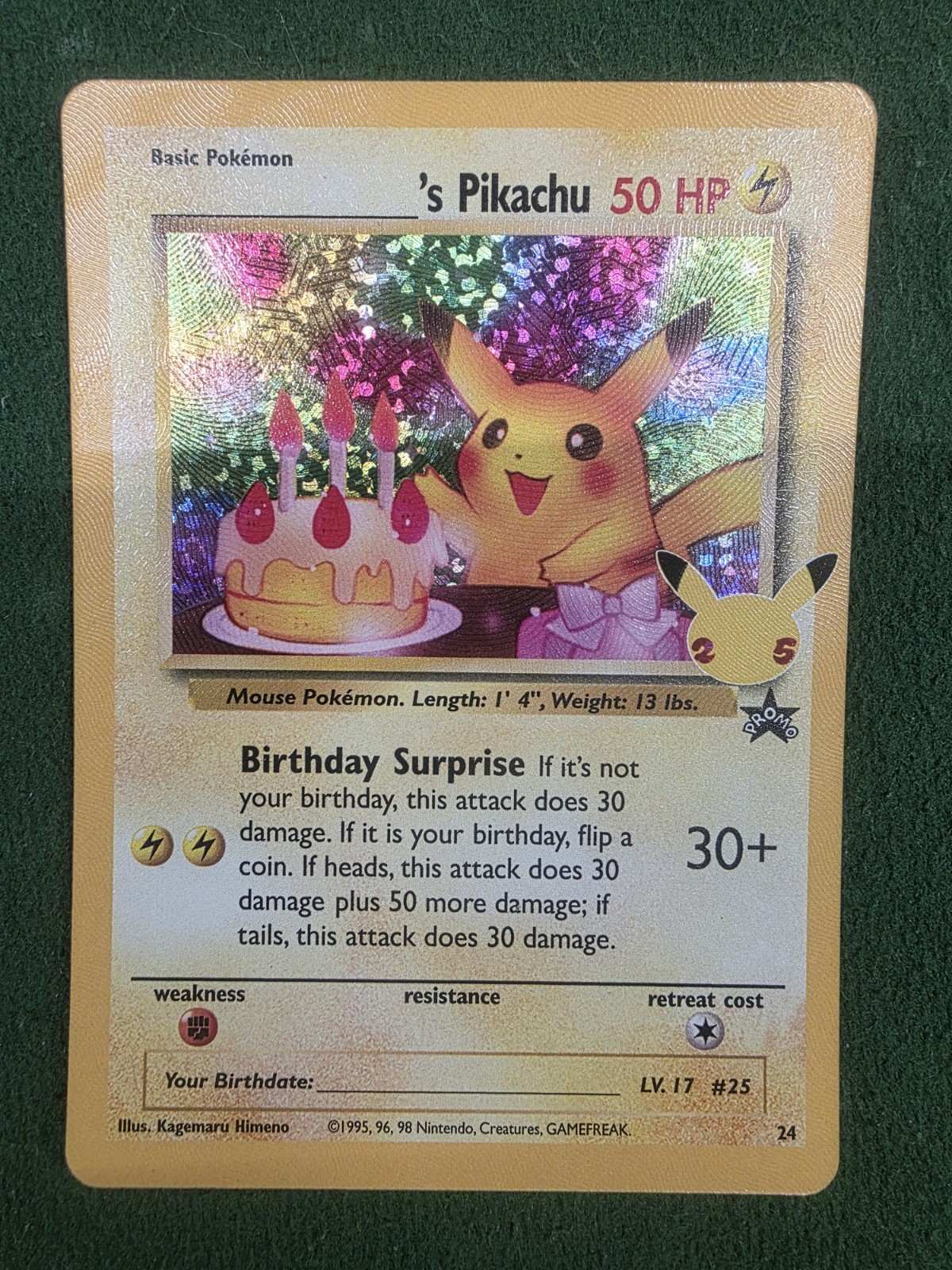 Pokemon TCG Birthday Pikachu #24 Celebrations 25th Anniversary
