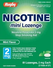 Rugby Nicotine Mini Lozenge 2MG 81ct Pack Mint Flavor FREE SHIPPING- exp 1/27