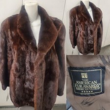 Vintage Brown Fur Jacket with Vertical Pelt Construction — listing 6