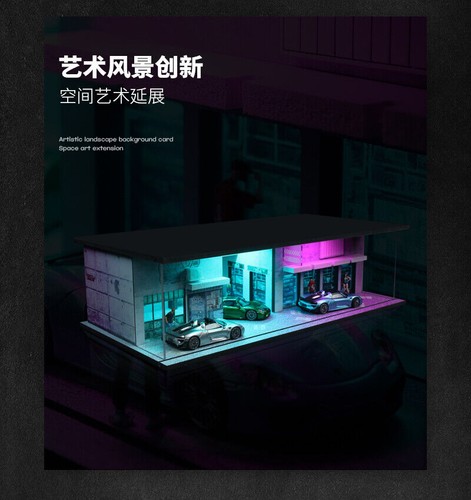 1/64 Diorama Garage Model LED Lighting Car Showroom Model Display Case Gift US - Picture 128 of 141