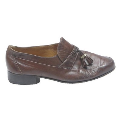 BALLY Herren Leder Quasten Slipper Brown UK 7.5 Klassisch Formell Schuhe
