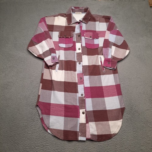 We The Free People kariertes langes Ruby Shacket Jacke Damen Größe Medium Knopfleiste - Bild 1 von 8
