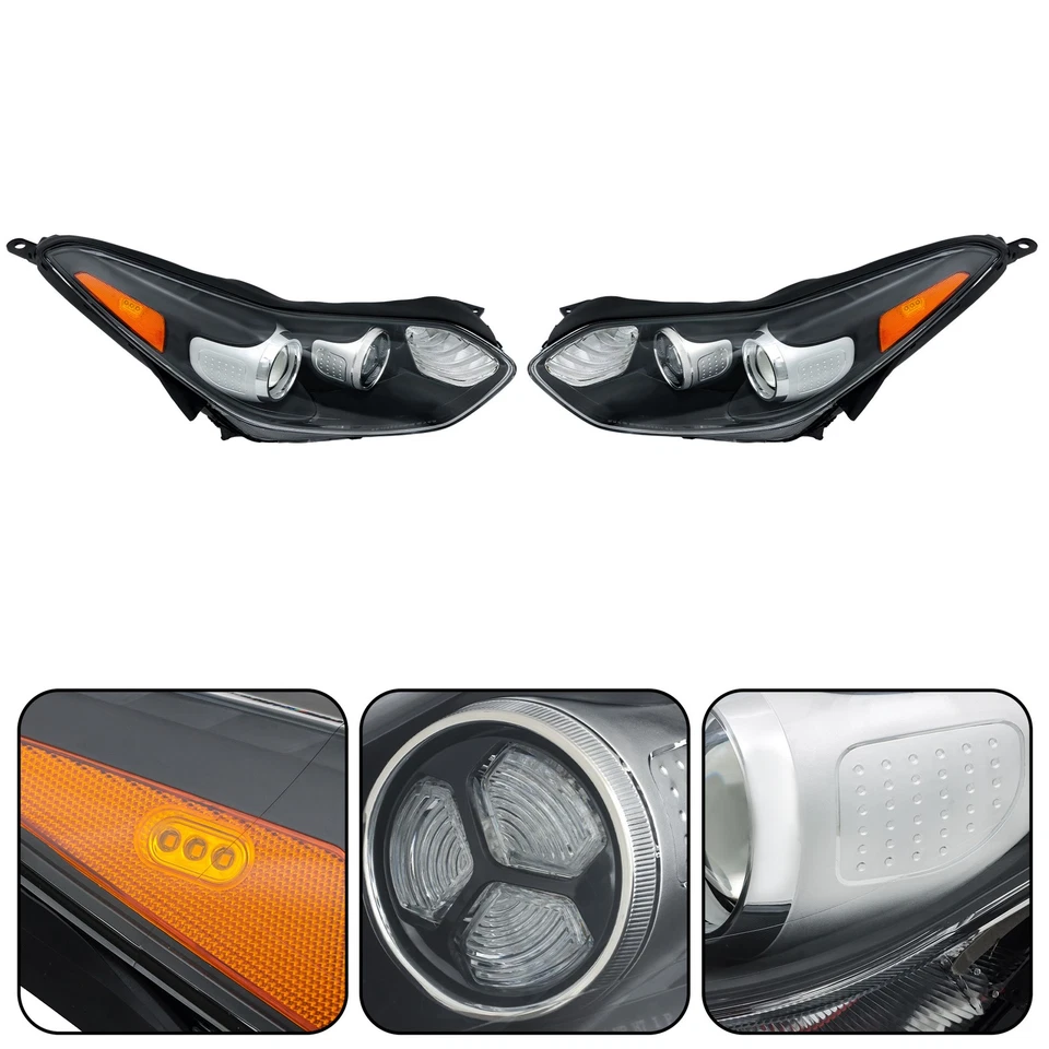 Headlight Assembly For Kia Sportage 2017-2022 Halogen w/LED DRL Left+Right Clear - Изображение 4 из 4