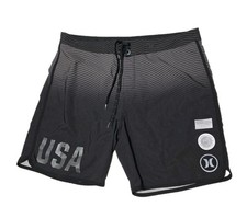 Hurley Phantom Board Shorts Swim Trunks Mens 38 Black USA Olympic Team