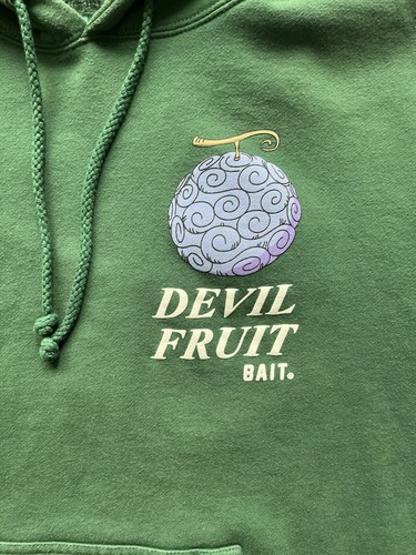 Bait X One Piece Devil Fruit Monkey D. Luffy Green Hoodie Anime Manga Strawhats - Picture 3 of 7