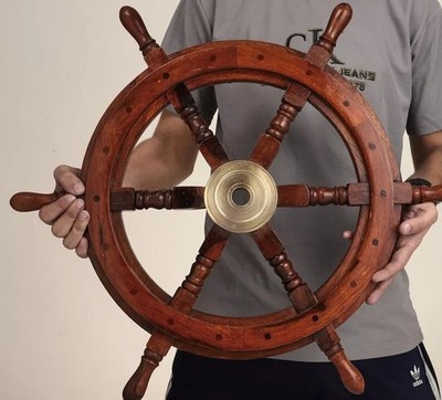 Vintage Maritime Nautical Boat Wooden Ship Wheel 24