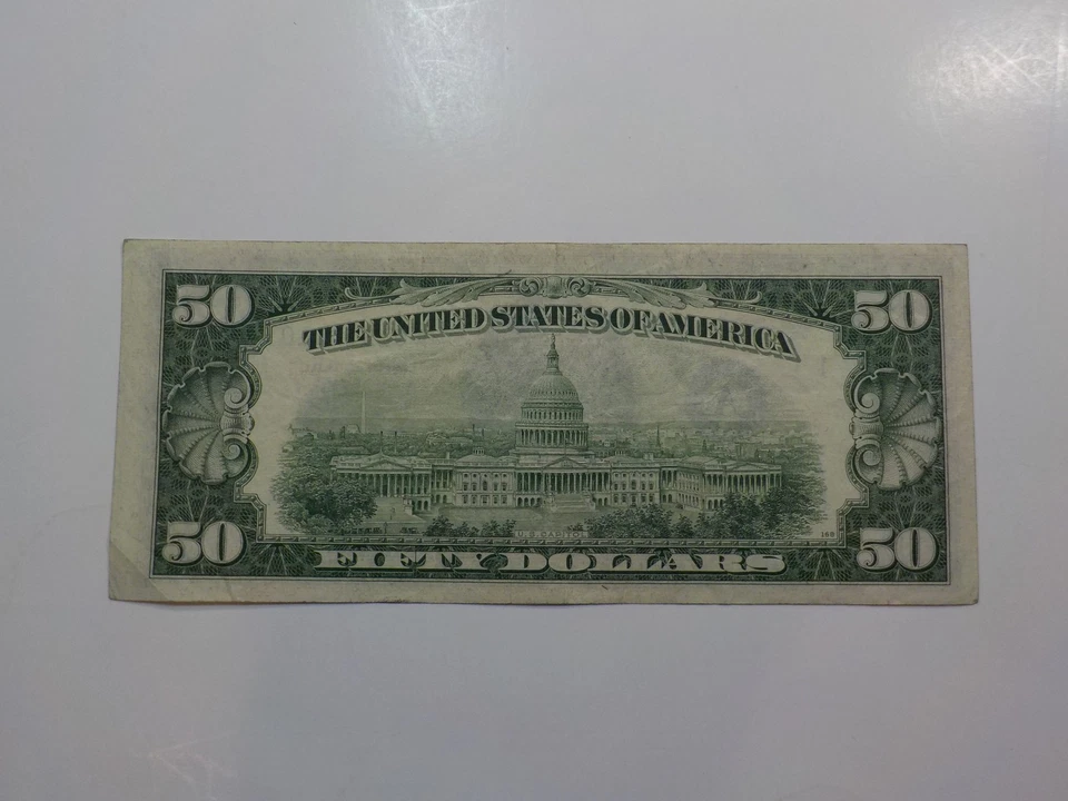 Federal Reserve 1950 50 Dollar Bill Paper Money Currency Note United States VTG - Image 2 of 2
