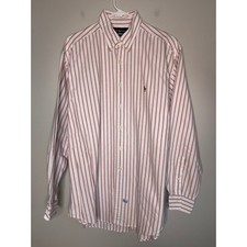 1990s Ralph Lauren Yarmouth Red White Stripe Country Club Old Money Shirt XL