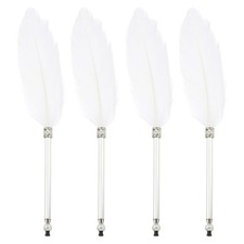 4 Pcs Feather Ballpoint Pen Vintage Quill Ballpoint Pen, White