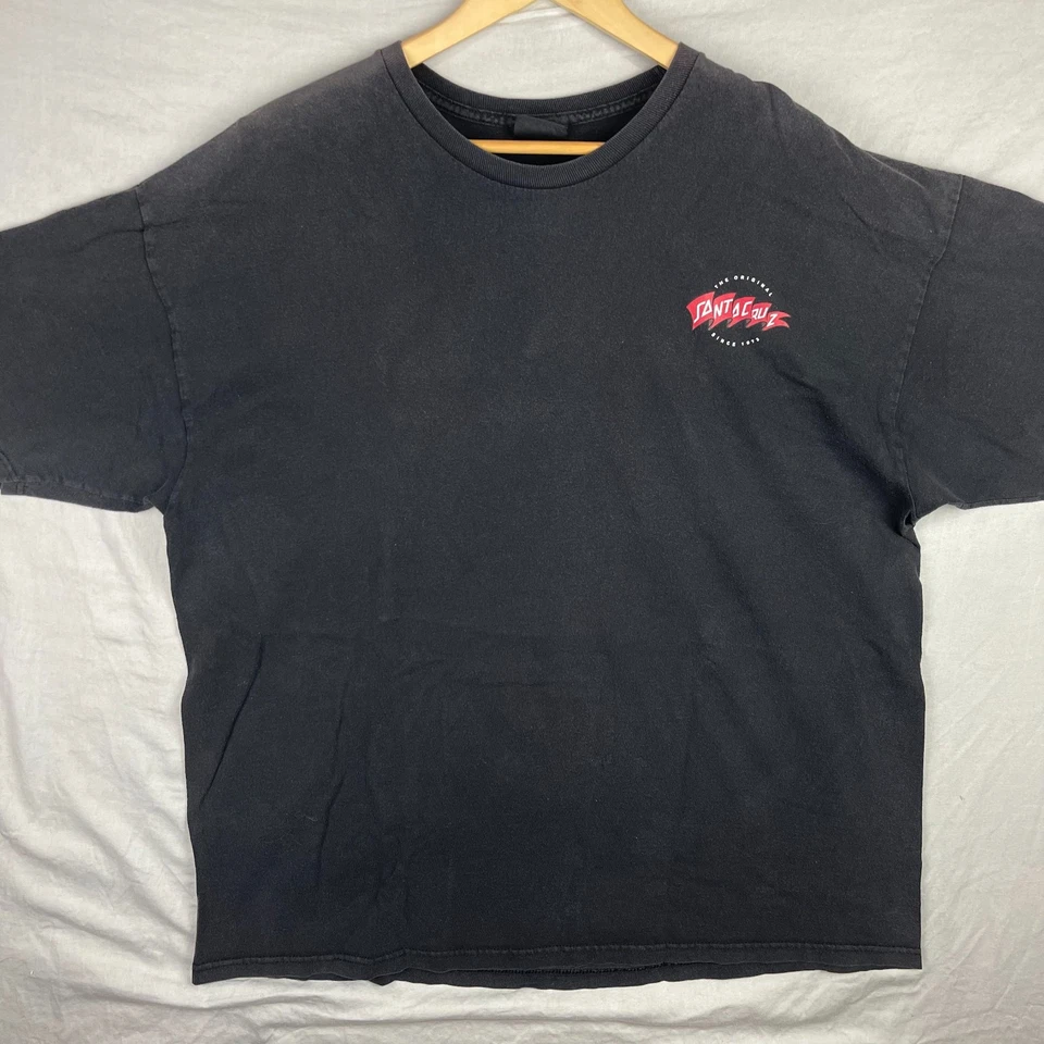 Camisa Santa Cruz Para Hombres 2XL XXL Negra NHS Monopatín Patinador Camiseta De Colección Suelta Foto 2 de 4