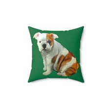 English Bulldog 'Bugsy' Spun Polyester Throw Pillow