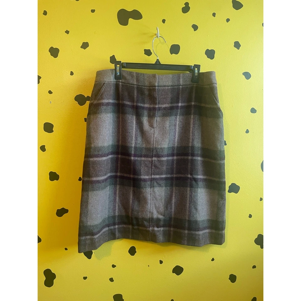 Falda de Lana Kate Hill Vintage Talla 16 Marrón Cuadros Clásica Midi Preppy Retro Foto 3 de 4