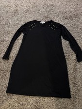 New Michael Kors Dress Sz Large Black Sheath Poly Elastane Long Sleeve Sheath