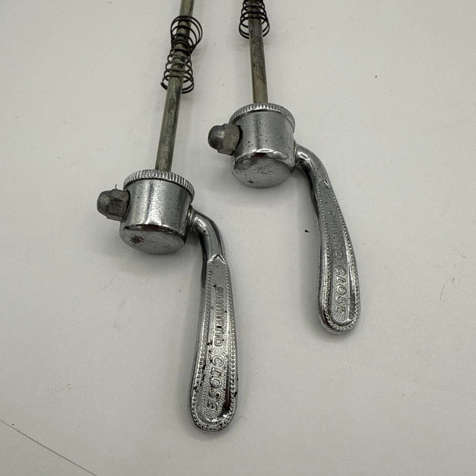 Vintage Shimano Skewer Set Silver Quick Release QR Road Eroica Metal Rear /front - Image 4 of 4