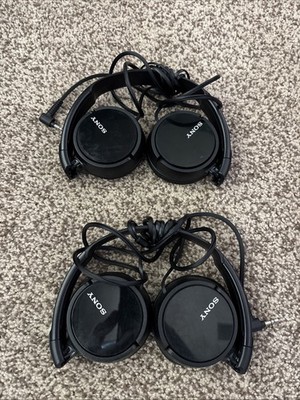 2 Sony MDR-ZX110 Black Wired Stereo Headphones Tested Working