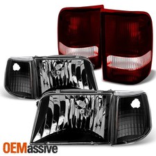 Fit 1993-1997 Ford Ranger Black Headlightscorner Signaldark Red Tail Lights Fit 1993-1997 Ford Ranger Black Headlightscorner Signaldark Red Tail Lights