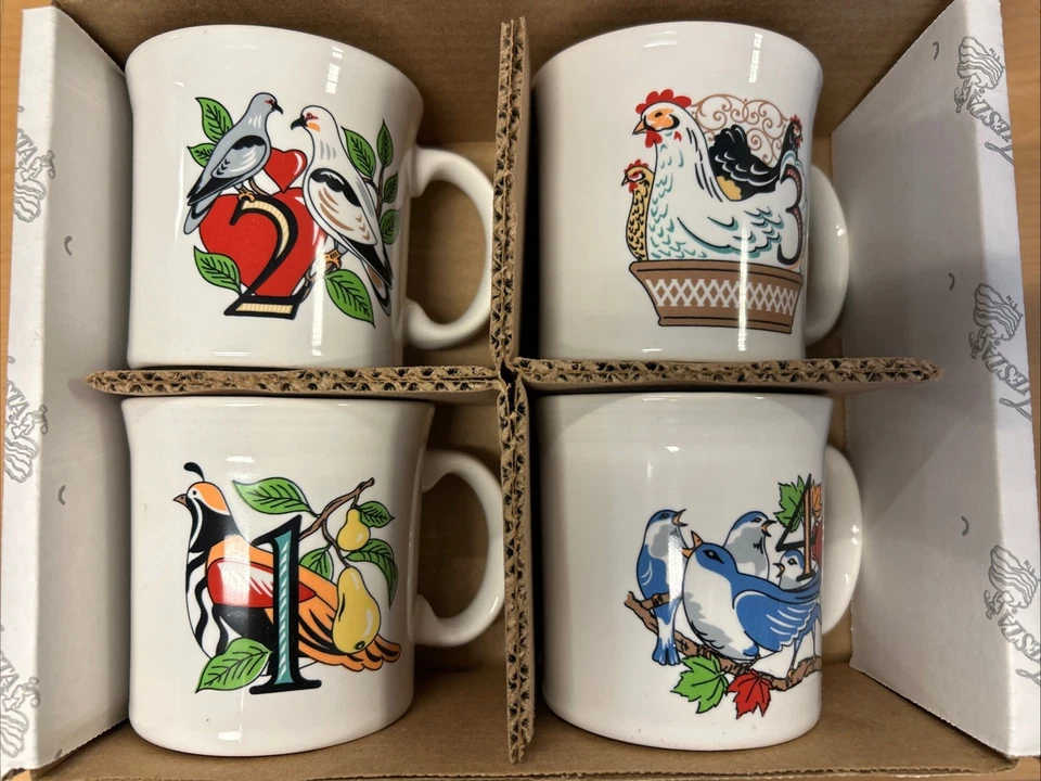 NIB Fiesta Fiestaware 12 Twelve Days of Christmas Mug Set Days 1-4 - USA Made - Image 4 of 4