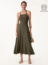 Tencel-Linen Soft Linen Knit Spaghetti Midi B...