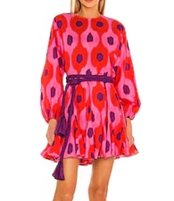 Rhode Ella Belted Ikat Print Cotton Mini Dress Size S