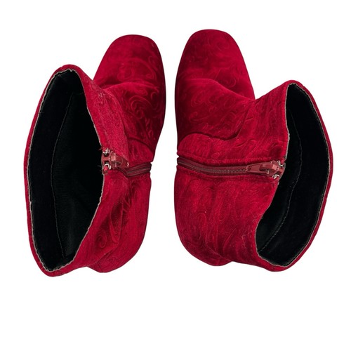 Refresh Red Embroidered Dress Chunky Heel Ankle Bootie 8.5 Victorian Glory 01 - Picture 15 of 18