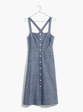 Madewell Women's Size 6 Chambray Tank Button Front Midi Dress EUC $118  NWT