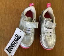 NEW TODDLER GIRLS LONSDALE SILVER/PINK SNEAKERS SIZE 6