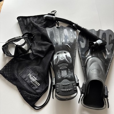 Phantom Aquatics Adult Sport Mask Fin Snorkel Set Black Size M/L Never Used