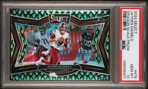 2024 Panini Select - Field Level Jayden Daniels Dragon Scale Prizm /70 PSA 10