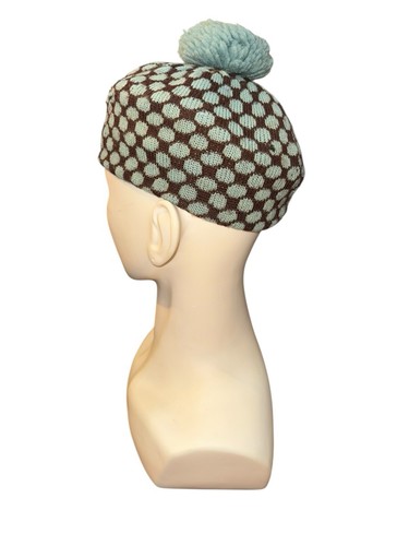 Vintage Mary Louise Hay Knit Blue And Brown Patterned Beanie Hat 1940s As Is - Picture 4 of 11