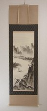Sano Rosui Keishu Poem Landscape Kakejiku Silk Painting Tomobako Double Box