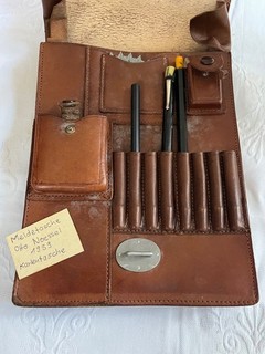 Kartentasche Wehrmacht m. Inhalt schwarzer Pfeife 2 WK Otto Noessel 1939 Rarität