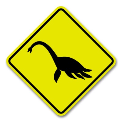 Loch Ness Monster Crossing Yellow Metal Sign Plesiosaurus Cryptozoology Dinosaur