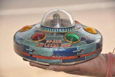 Vintage X-7 Space Explorer Ship MT Trademark Battery Litho Vintage X-7 Space Explorer Ship MT Trademark Battery Litho