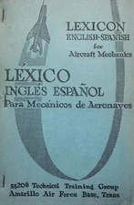 Vintage Lexicon English Spanish For Aircraft Mechanics