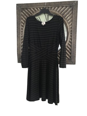 Beige By ECI Women Dress Black/Gray Stretch Long Sleeves Size Large | eBay