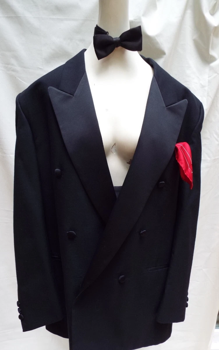 Vintage Mens Tuxedo Double Breasted cumberbund bow tie suspenders