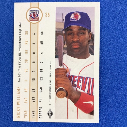 Ricky Williams 1999 Just Minors Minor League Card #36 Piedmont Boll Weevils - Picture 2 of 2