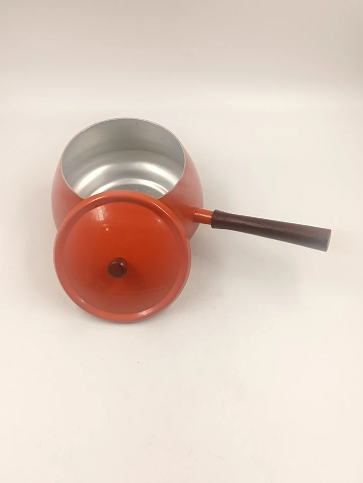Casserole Caquelon à Fondue Vintage Aluminium Orange Design Space Age Années 60 - Photo 4/4
